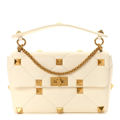 Valentino Garavani Nappa Large Roman Stud Shoulder Bag Ivory 1 of 9