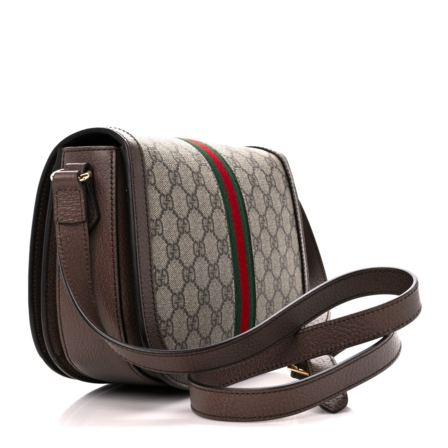 Gucci GG Supreme Monogram Web Small Ophidia Flap Messenger Bag Brown 2 of 12
