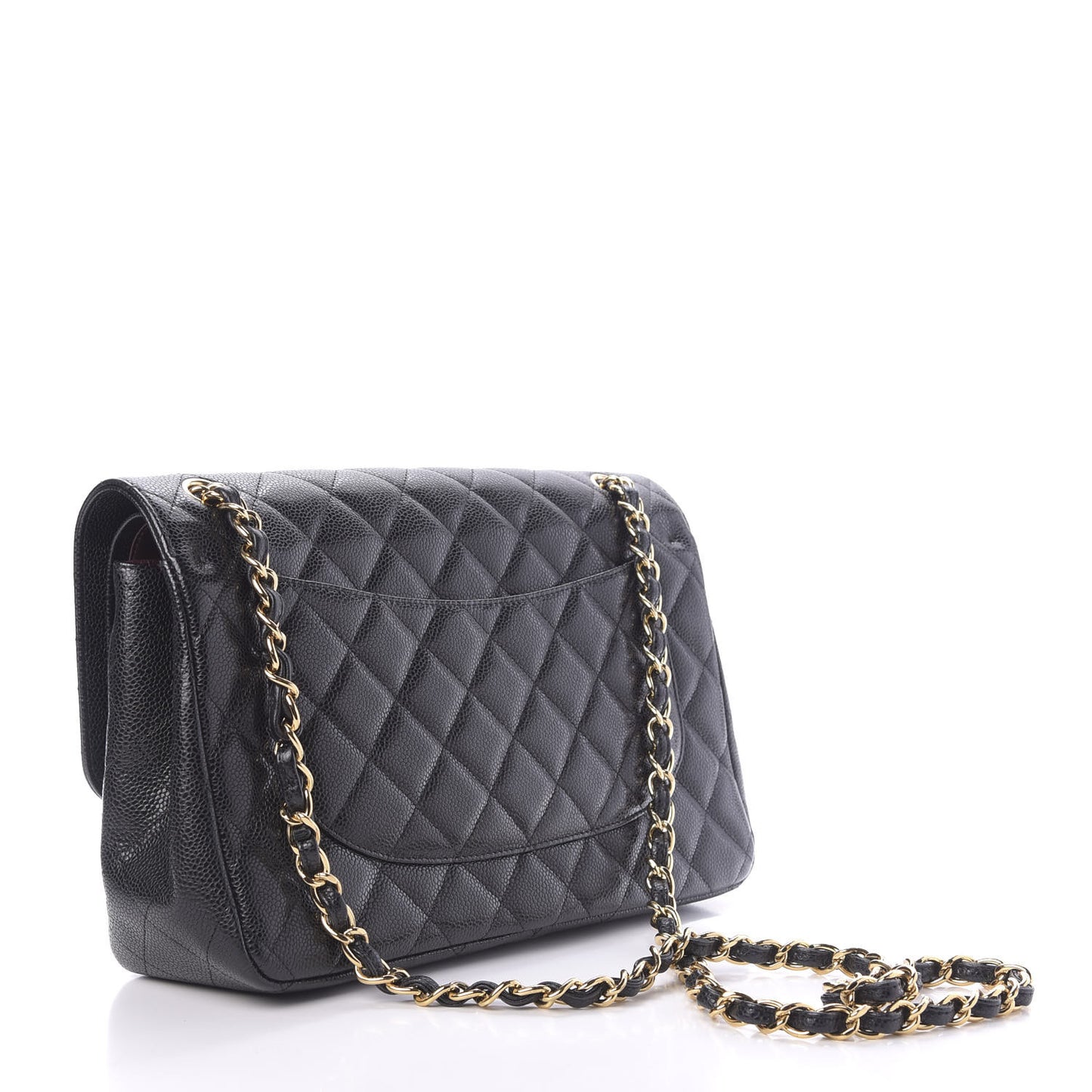 Caviar Quilted Jumbo Double Flap Black