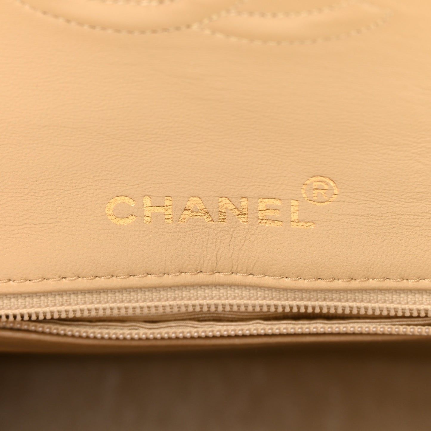 Lambskin Quilted Mini Square Flap Beige