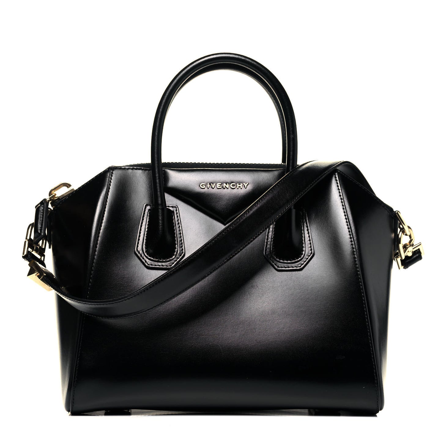 Shiny Lord Calfskin Small Antigona Black