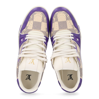 Louis Vuitton Damier Grained Calfskin Monogram Mens LV Trainer Sneakers 10 Purple 2 of 10