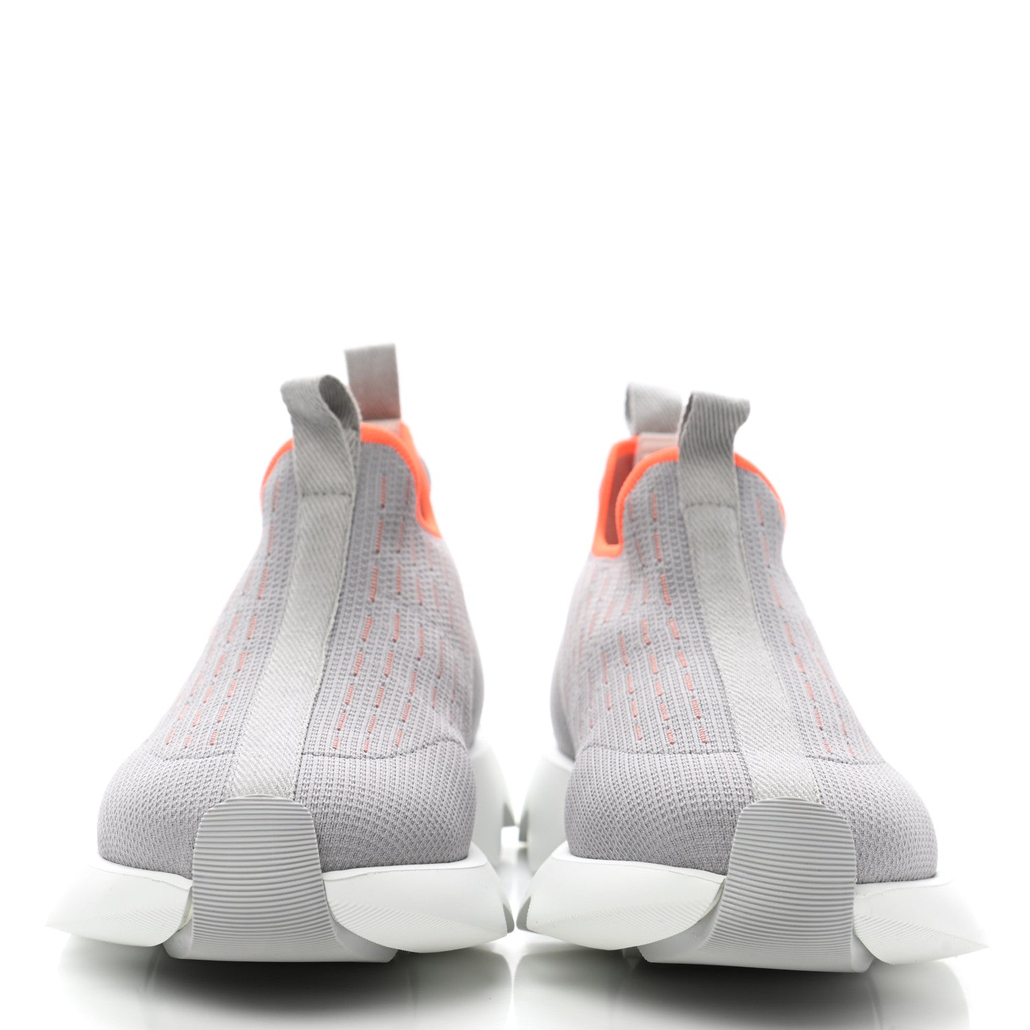 Hermes Technical Canvas Goatskin Womens Eclair Sneakers 36.5 Gris Clair 2 of 8