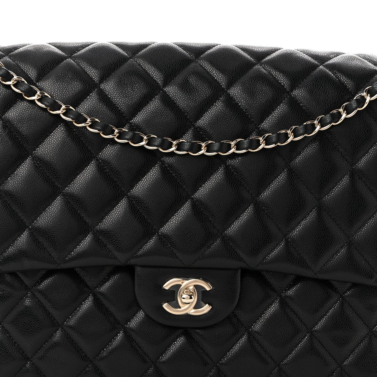Caviar Quilted XXL Travel Flap Bag Black