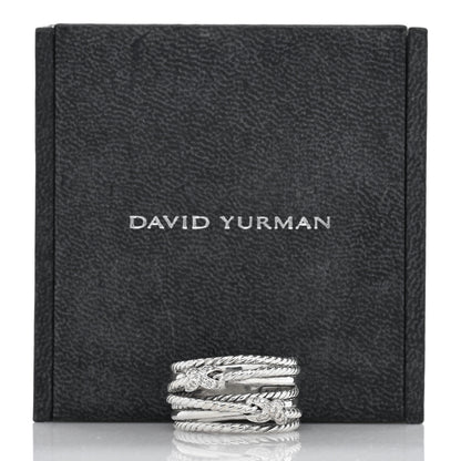 David Yurman Sterling Silver Diamond Double X Crossover Ring 57 8 5 of 5