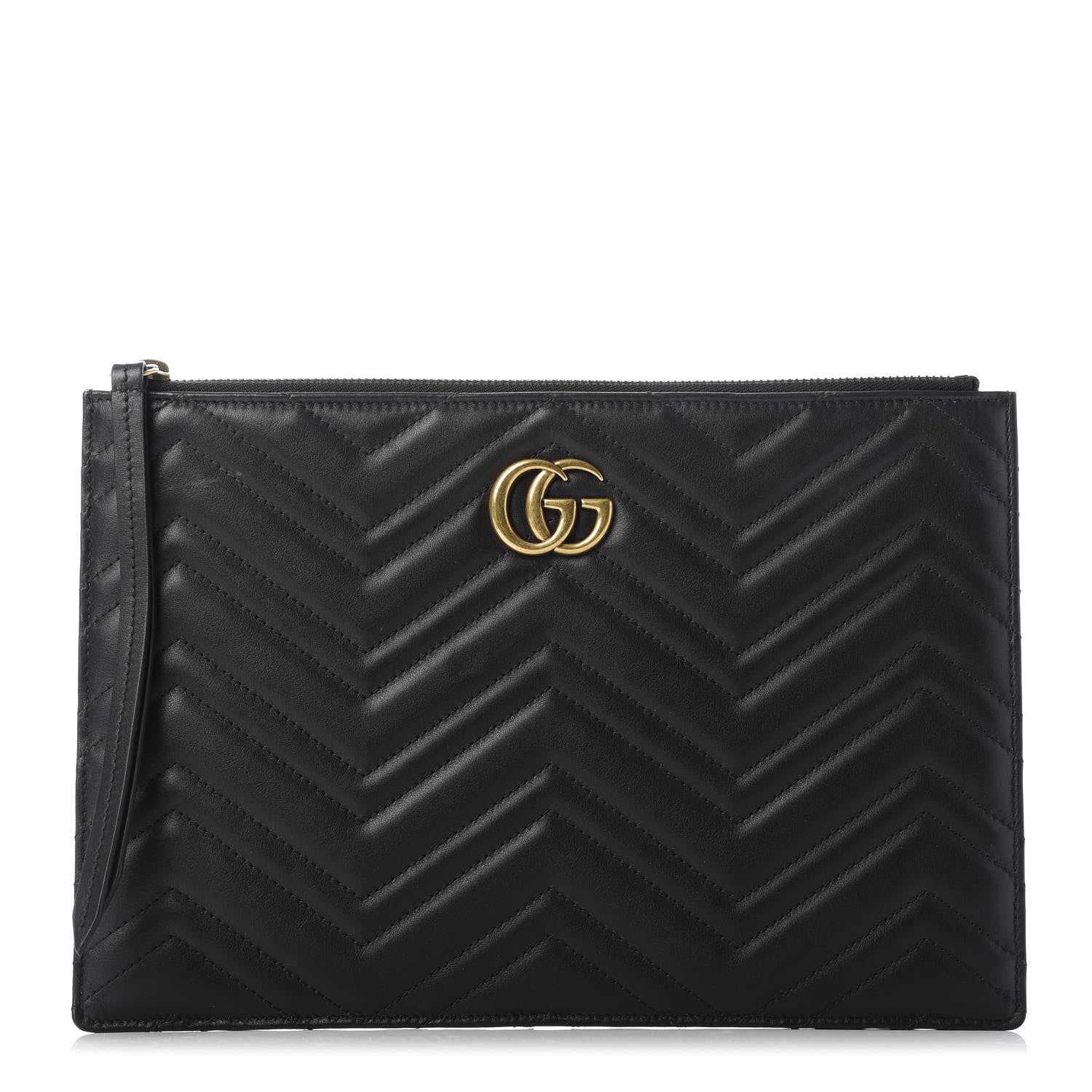 Gucci Calfskin Matelasse Large GG Marmont Zip Pouch Black 1 of 11