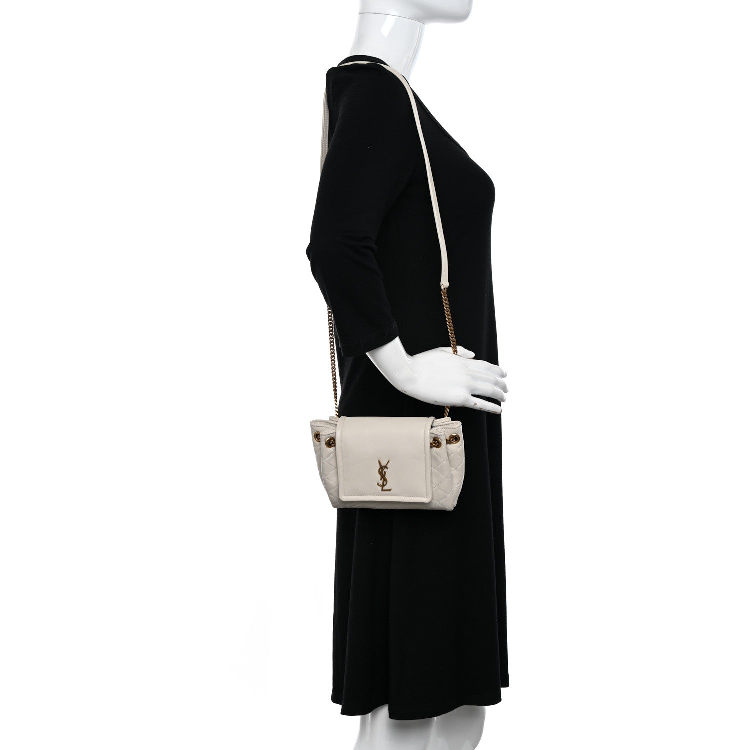 Saint Laurent Lambskin Quilted Monogram Mini Nolita Blanc Vintage 2 of 11