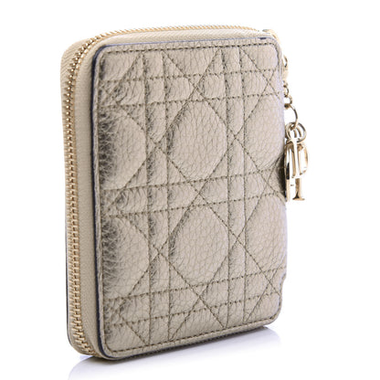 Christian Dior Metallic Calfskin Cannage Lady Dior Medium Wallet Gold 3 of 8