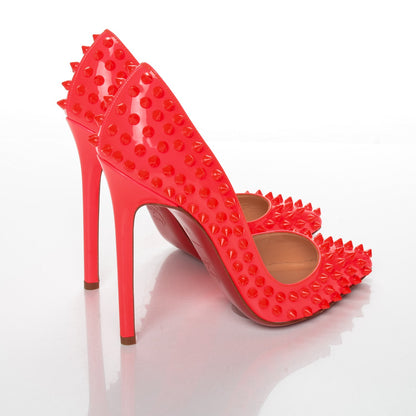 Christian Louboutin Patent Pigalle Spikes 120 Pumps 36 Fluo Rose Paris 4 of 7