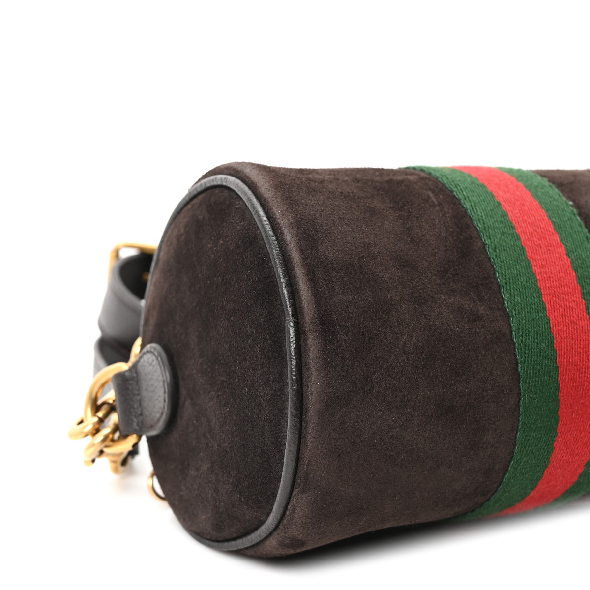 Gucci Suede Calfskin Web Ophidia Mini Cylinder Bag Brown 9 of 10