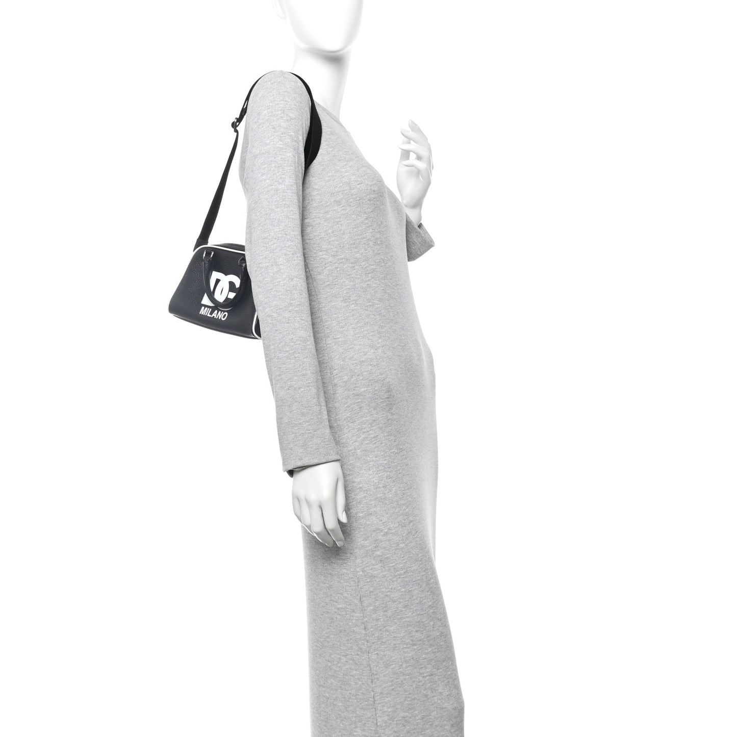 Calfskin Bowling Bag Black White