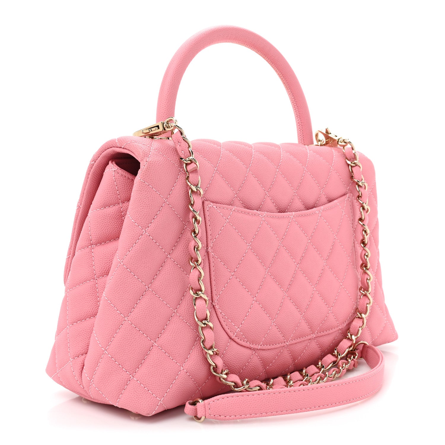 Chanel Caviar Quilted Small Coco Handle Flap Pink 3 of 14