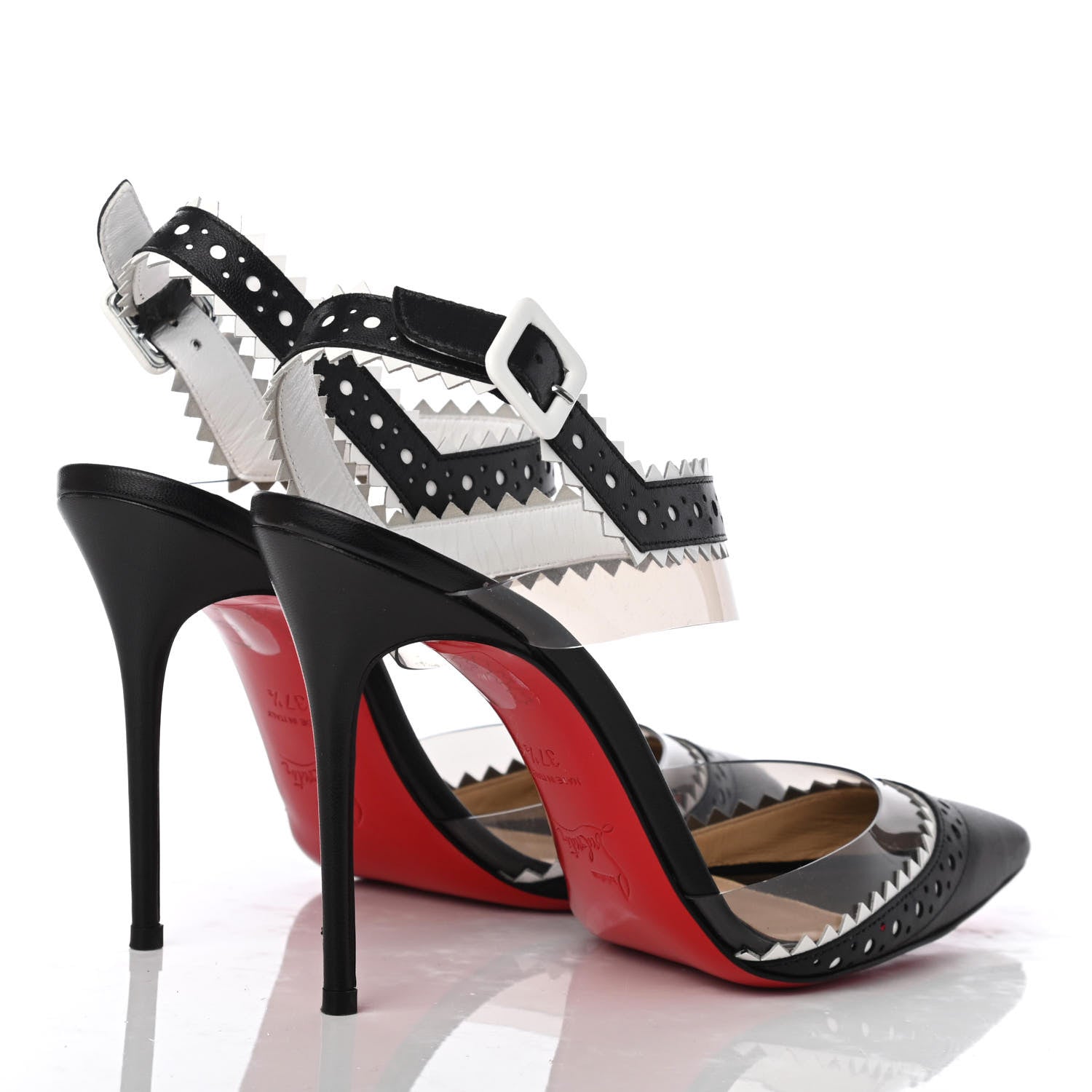 Christian Louboutin Patent Kid PVC Chouette 100 Pumps 37.5 Black 8 of 24