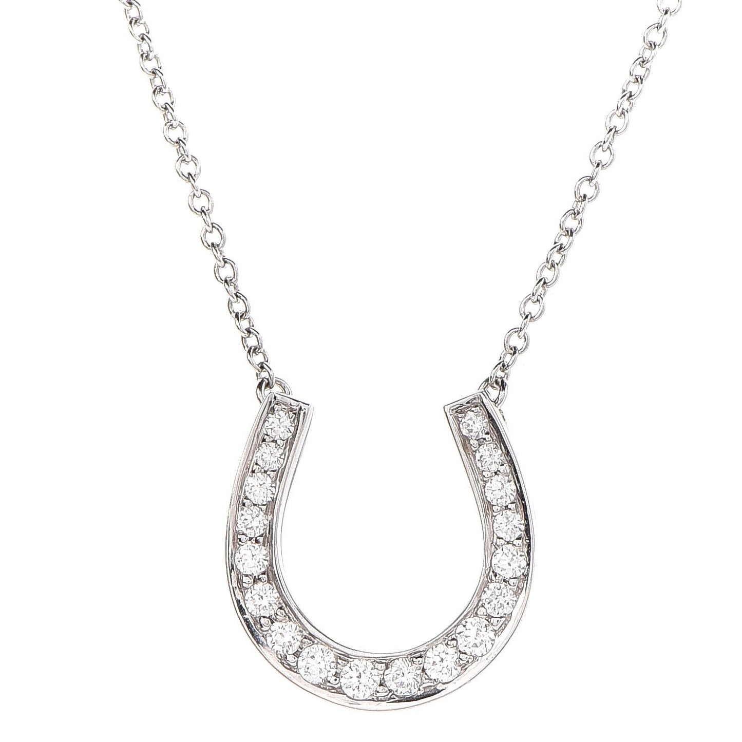 Platinum Diamond Horseshoe Pendant Necklace