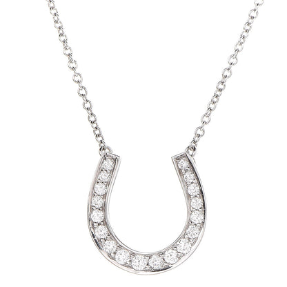 Tiffany Platinum Diamond Horseshoe Pendant Necklace 4 of 8