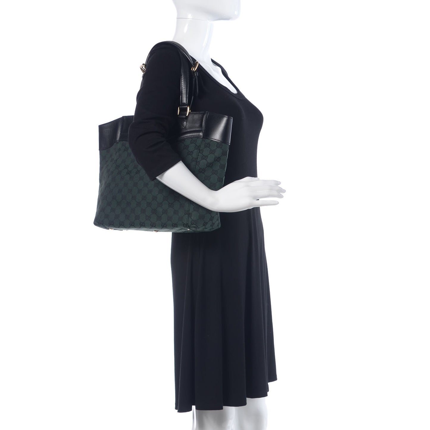 Monogram Crest Tote Green Black