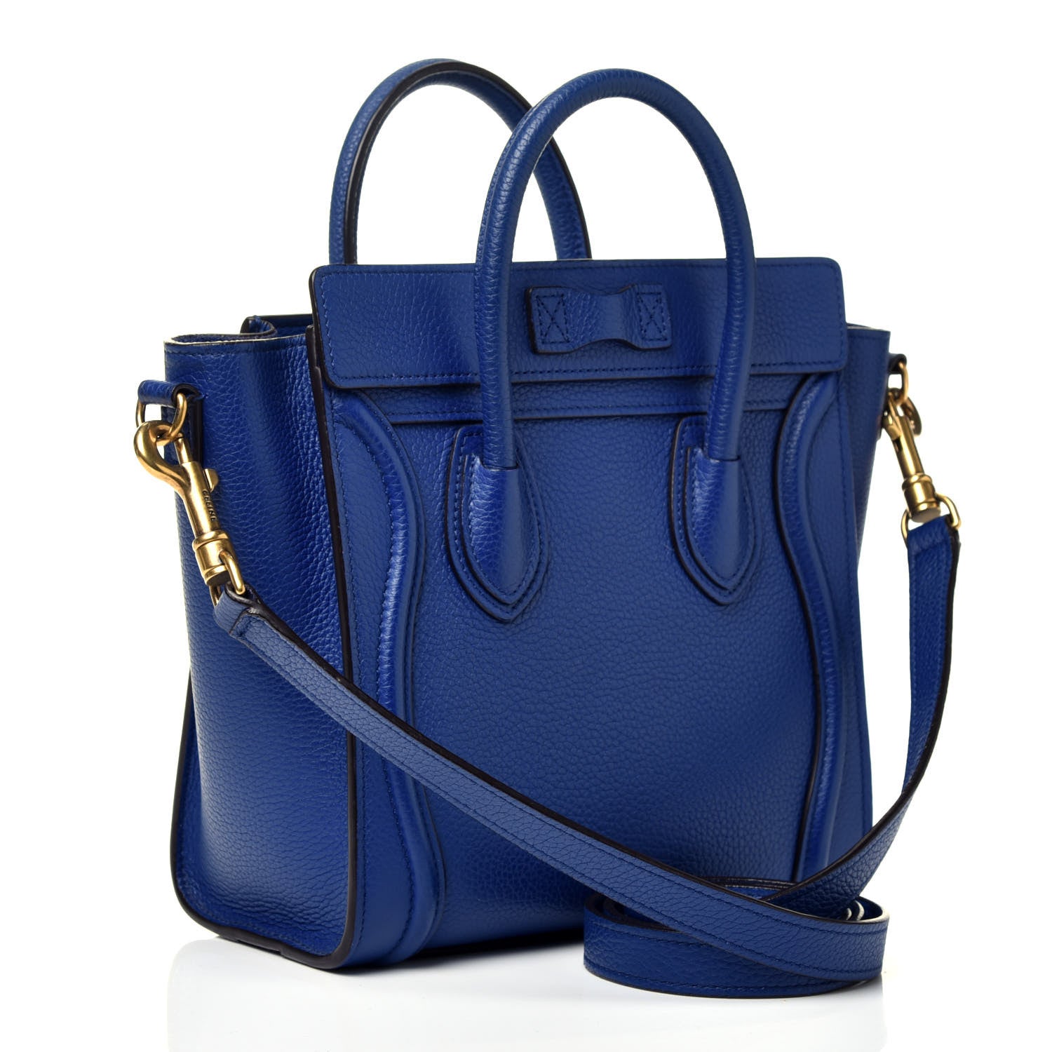 Celine Drummed Calfskin Nano Luggage Indigo 4 of 10