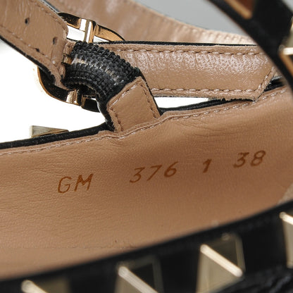 Valentino Garavani Pebbled Calfskin Rockstud Cage Ballerina Flats 38 Black 9 of 9