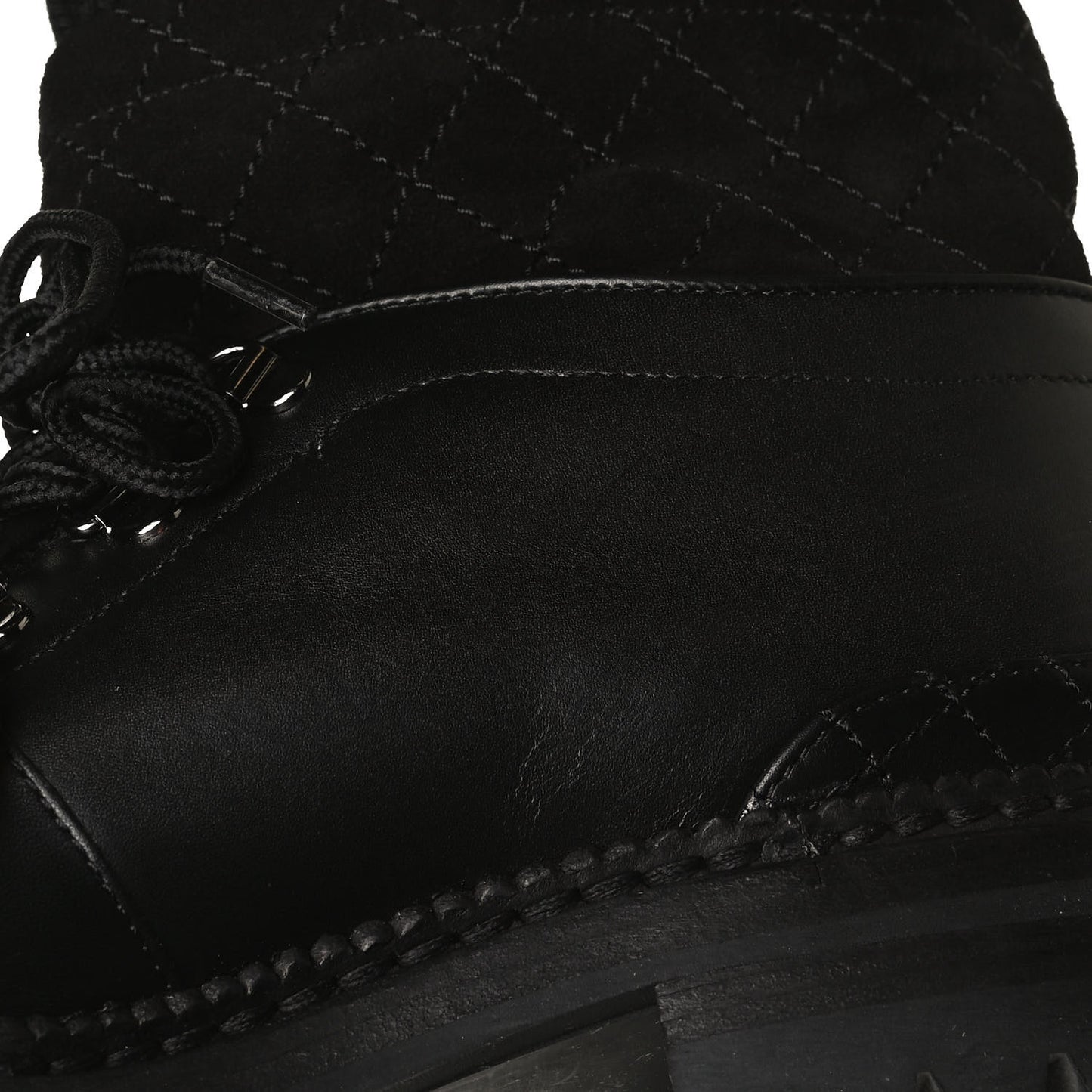 Calfskin Kid Suede Lace Up Short Boots 41 Black