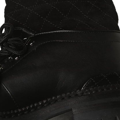 Chanel Calfskin Kid Suede Lace Up Short Boots 41 Black 15 of 16