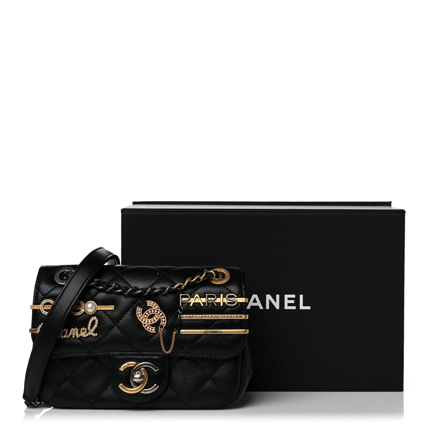 Lambskin Quilted Mini Coco Clips Single Flap Black