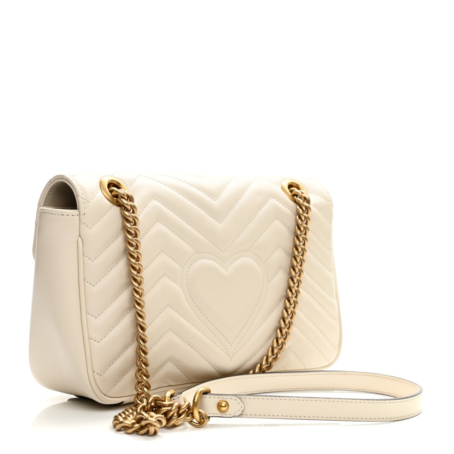 Calfskin Matelasse Small GG Marmont Shoulder Bag White