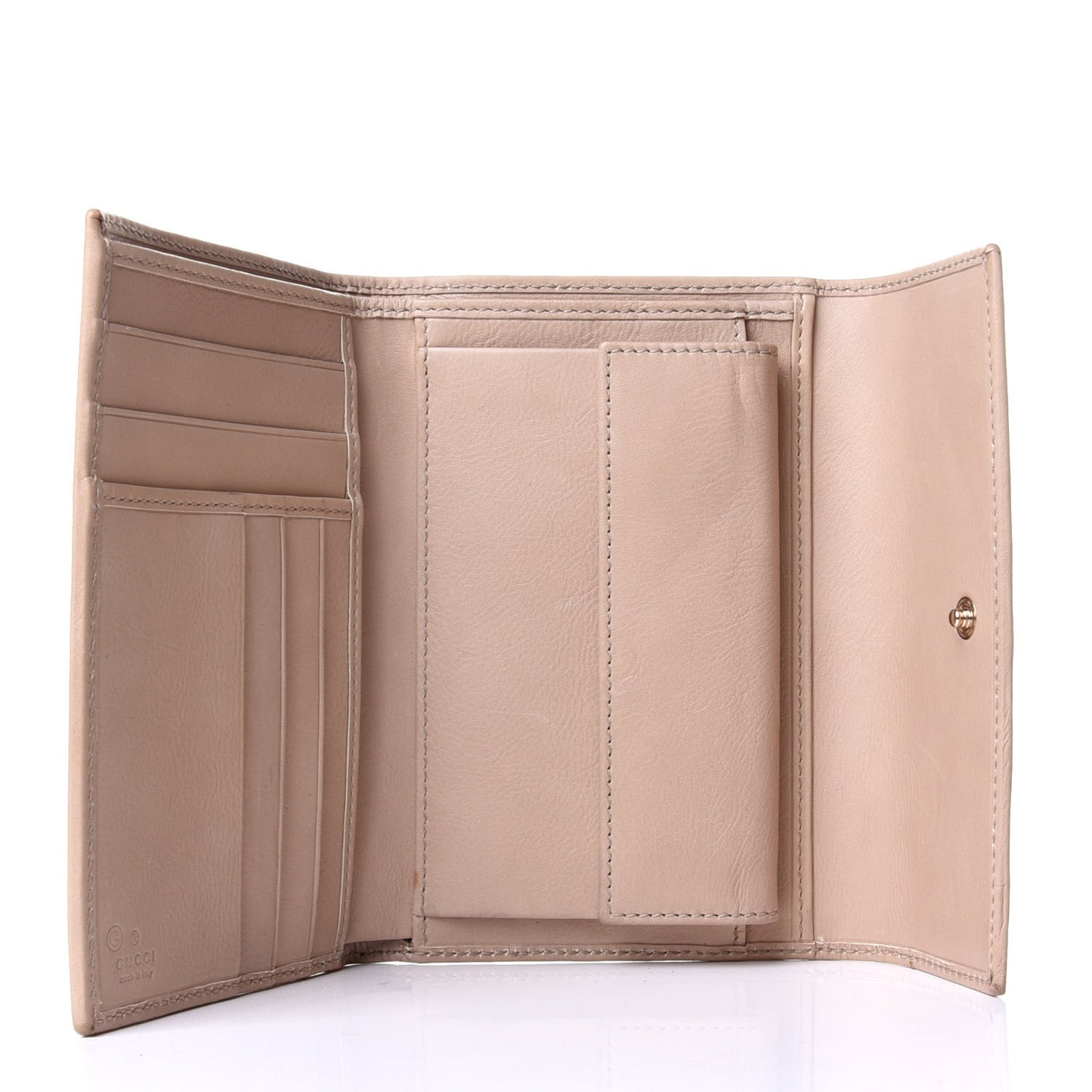 Calfskin Continental Flap Wallet Beige