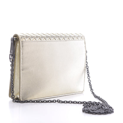 Bottega Veneta Metallic Intrecciato Grosgrain Montebello Crossbody Gold 3 of 8