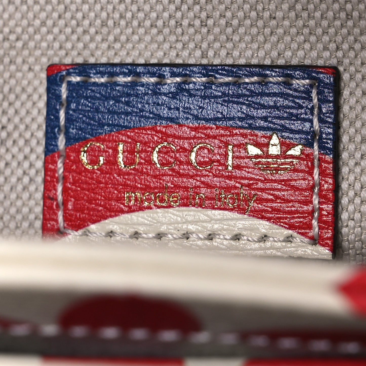 X ADIDAS Shangai Calfskin Web Trefoil Interlocking G Small Horsebit 1955 Shoulder Bag Red White Blue