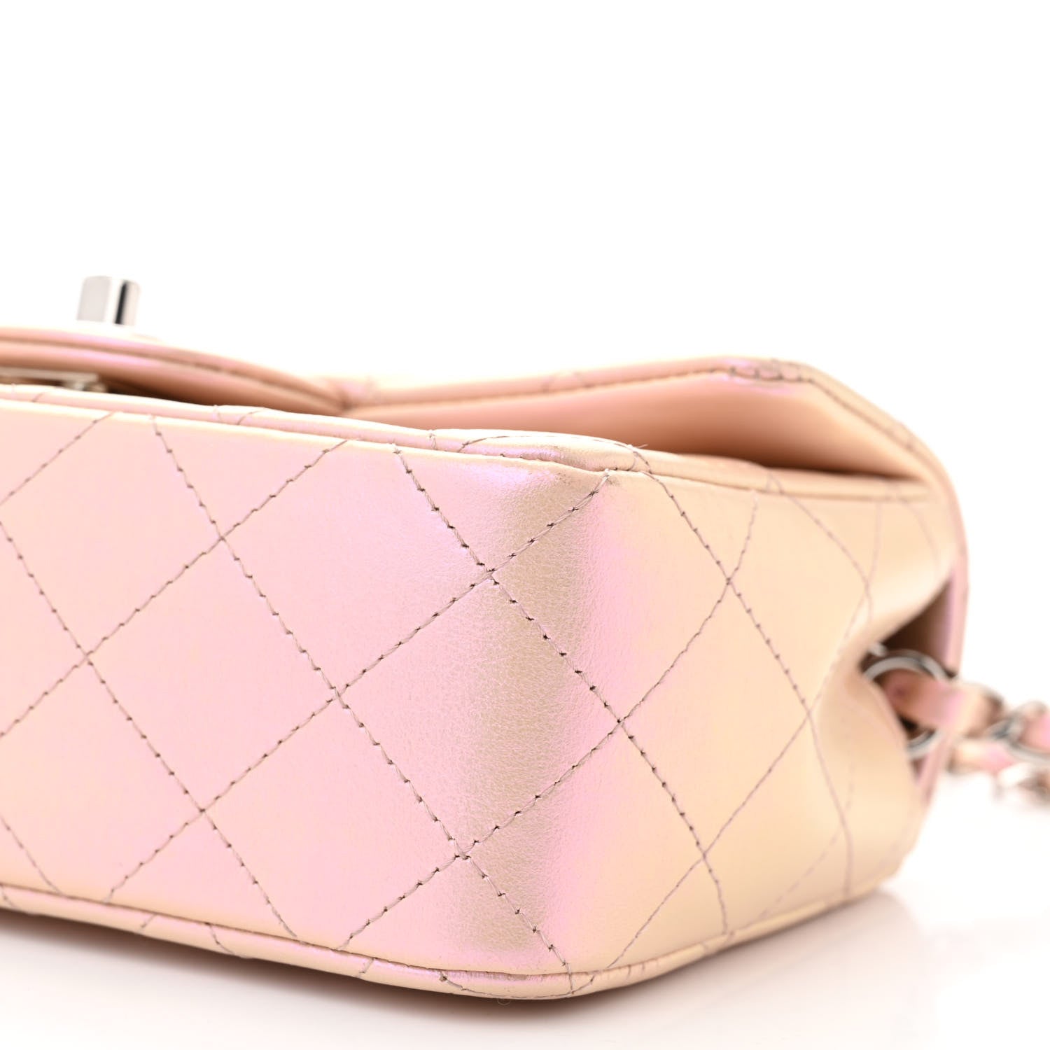 Chanel Iridescent Calfskin Quilted Mini Rectangular Flap Pink