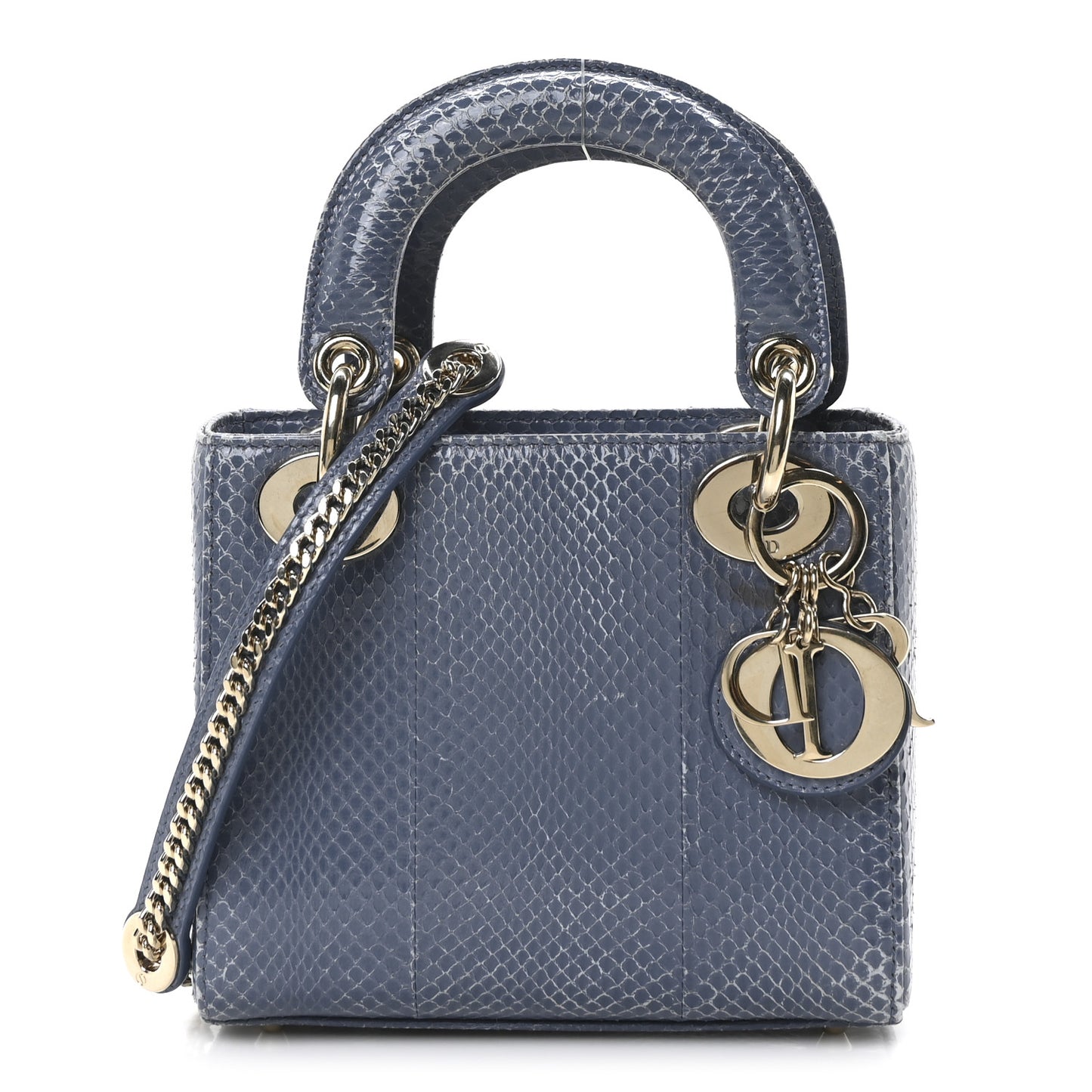 Snakeskin Mini Lady Dior Blue