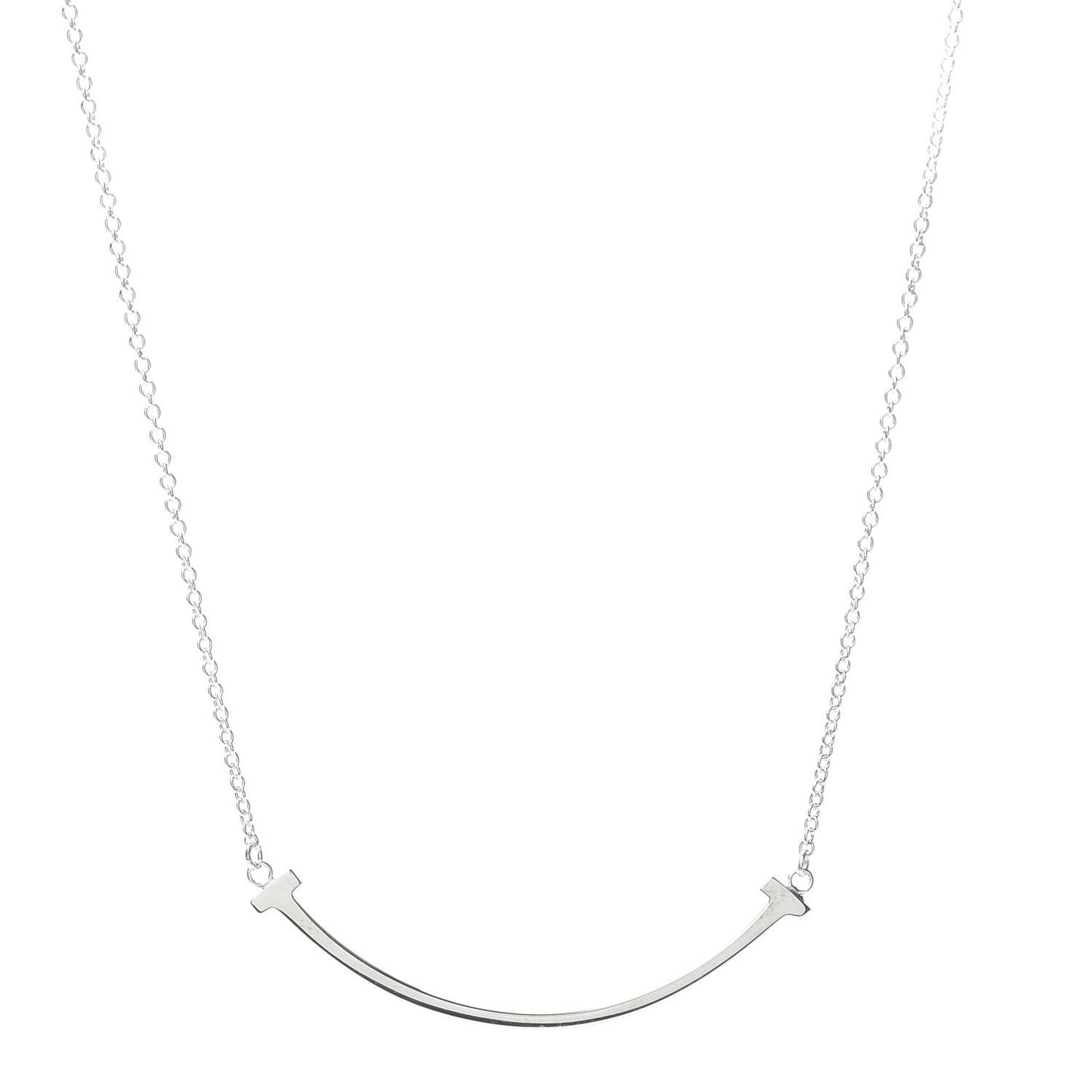 Sterling Silver Small T Smile Pendant Necklace