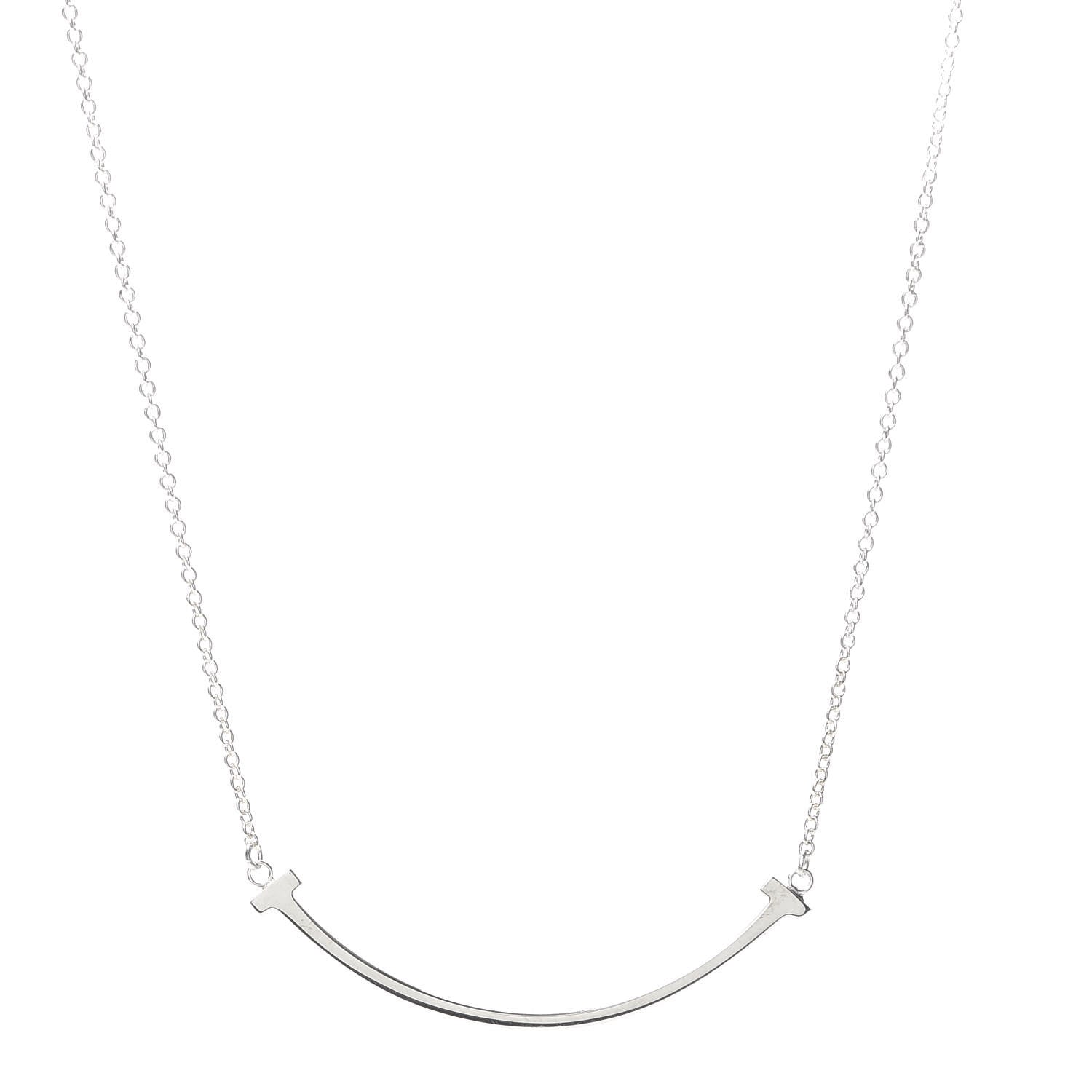 Tiffany Sterling Silver Small T Smile Pendant Necklace 1 of 6