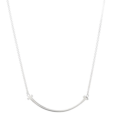 Tiffany Sterling Silver Small T Smile Pendant Necklace 1 of 6