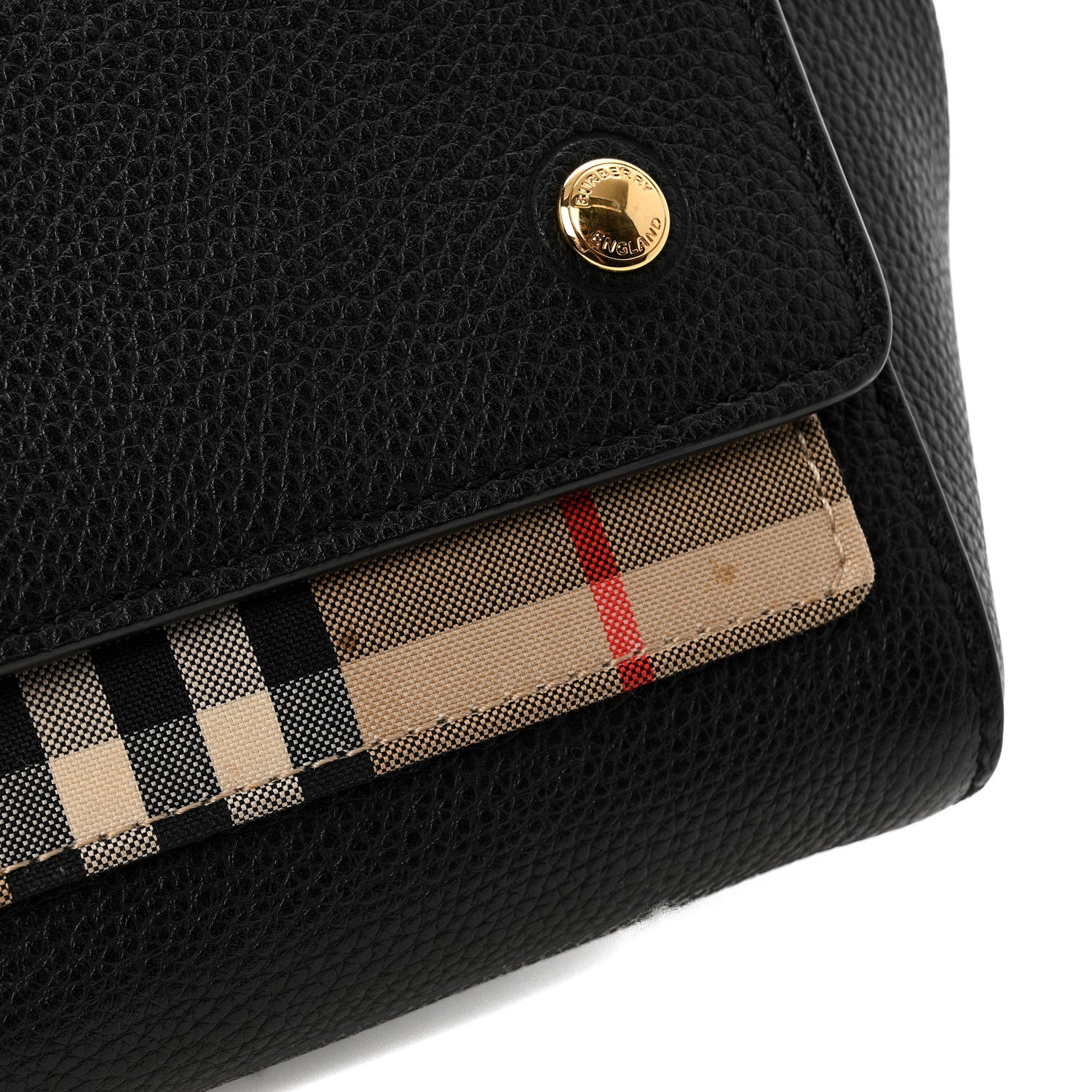 Burberry Coated Canvas Calfskin Vintage Check Medium Note Crossbody Bag Black 11 of 14