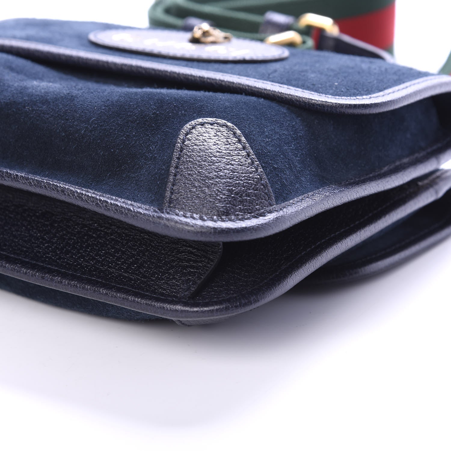Gucci Suede Web Small Neo Vintage Double Flap Messenger Bag Blue 8 of 10