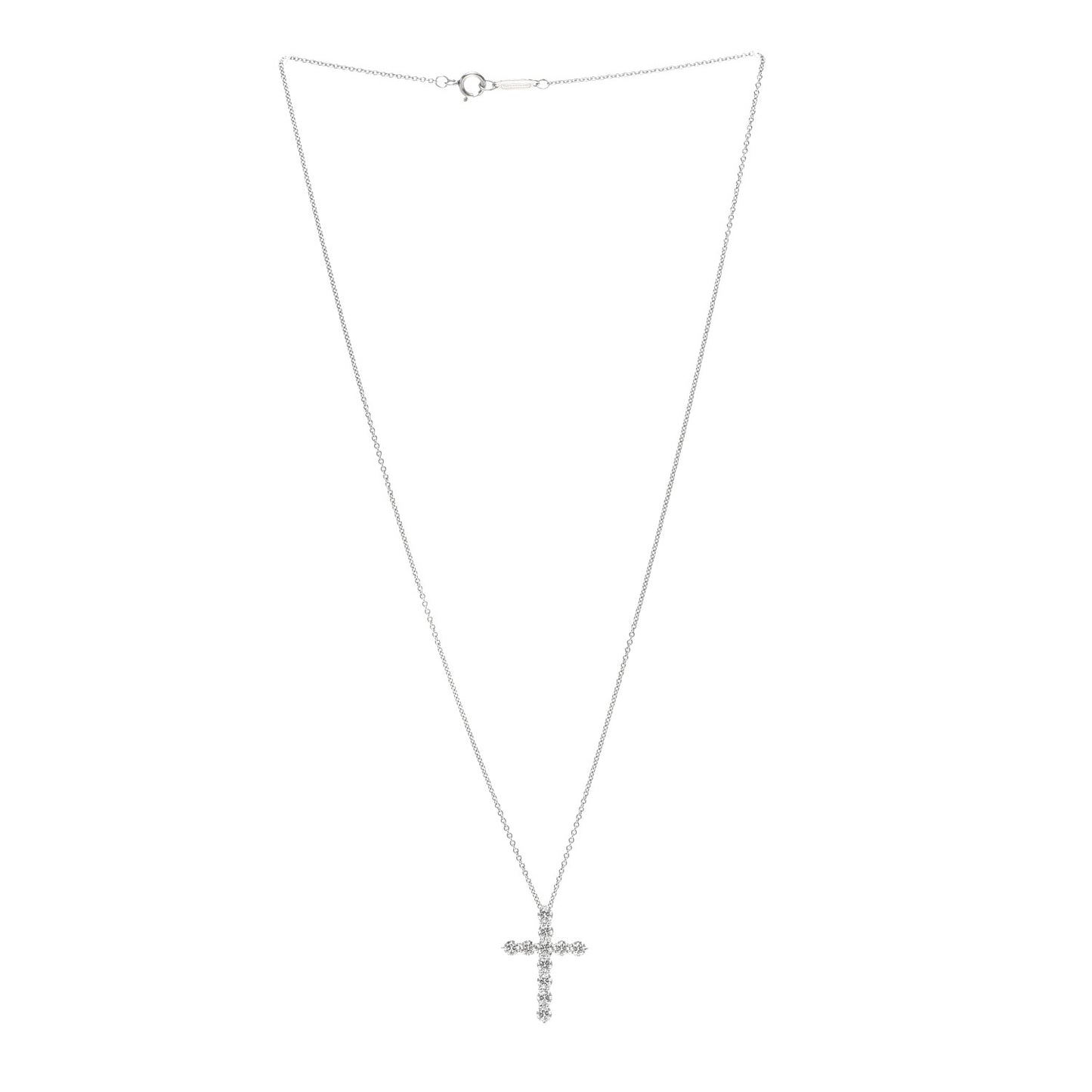 Platinum Diamond Medium Cross Pendant Necklace