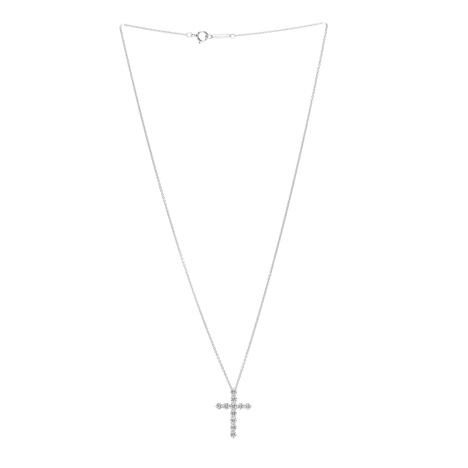 Tiffany Platinum Diamond Medium Cross Pendant Necklace 3 of 6