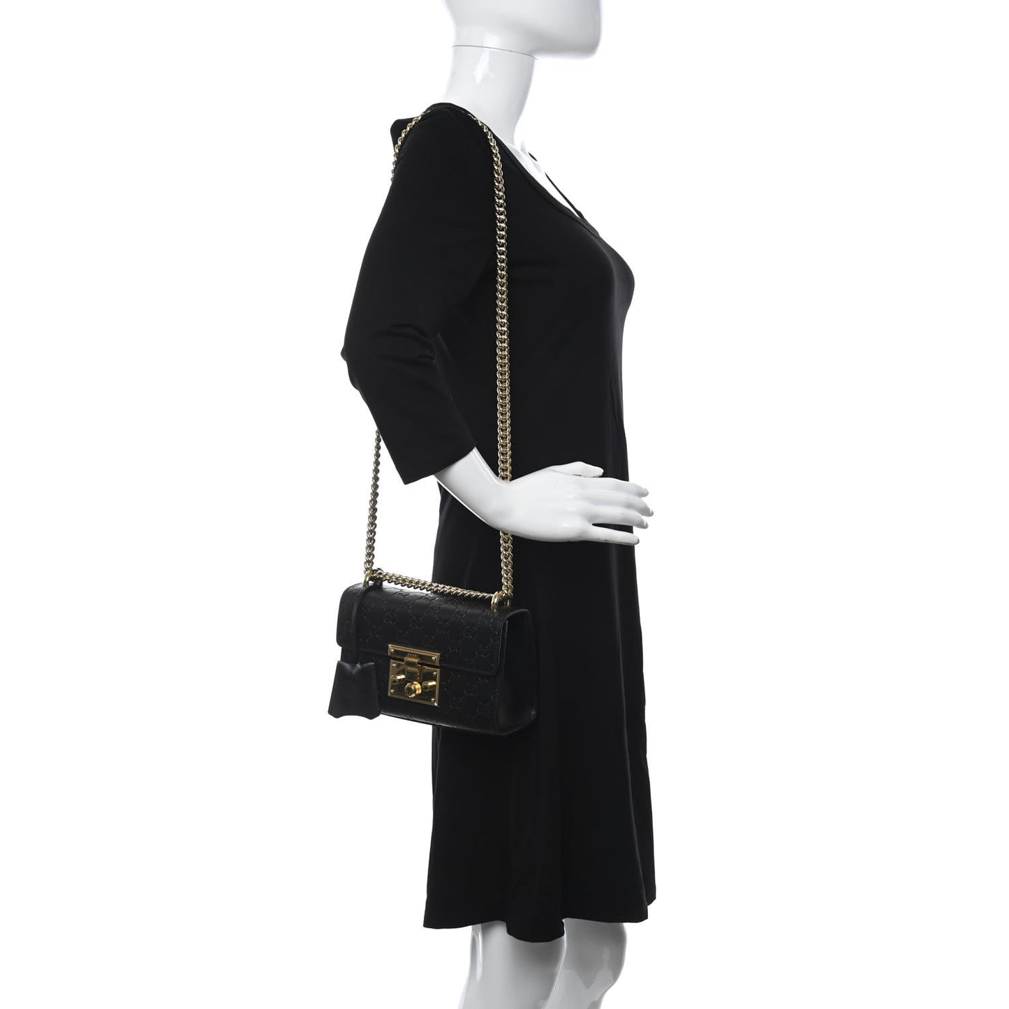 Guccissima Small Padlock Shoulder Bag Black