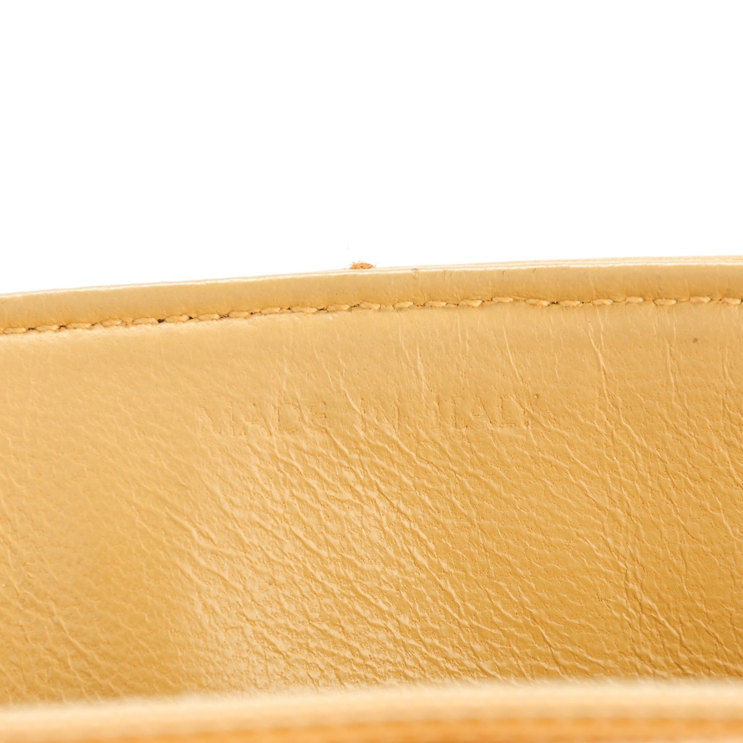 Lambskin Square Double Stitch Flap Beige