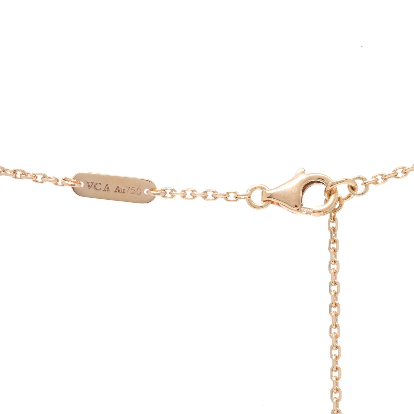 18K Rose Gold Diamond Carnelian Vintage Alhambra Pendant Necklace