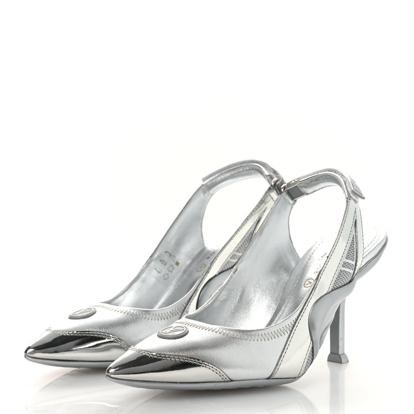 Metallic Lambskin Archlight Slingback Pumps 37 Argent