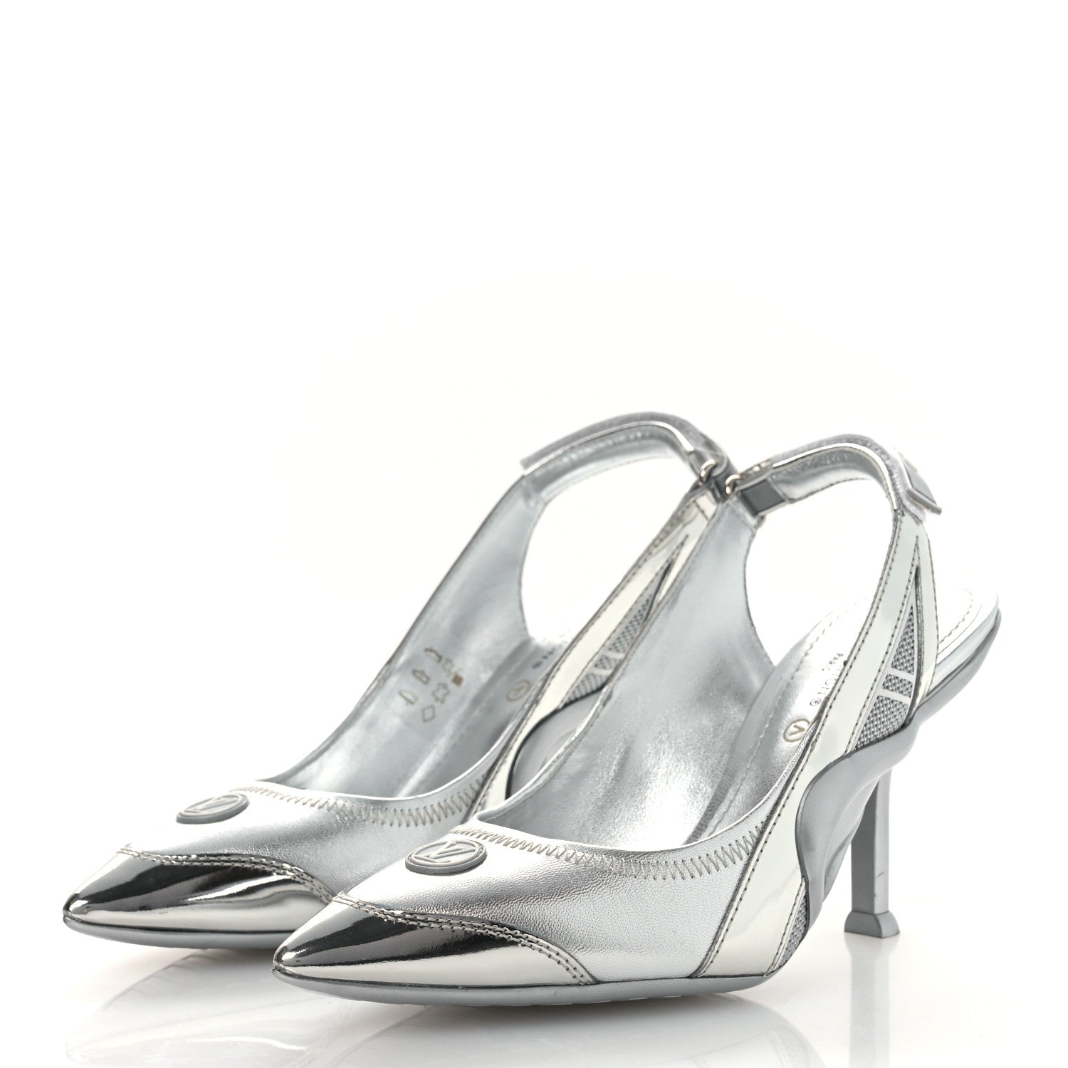 Louis Vuitton Metallic Lambskin Archlight Slingback Pumps 37 Argent 4 of 12