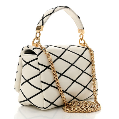 Louis Vuitton Lambskin Malletage Top Handle GO-14MM White Black 4 of 12