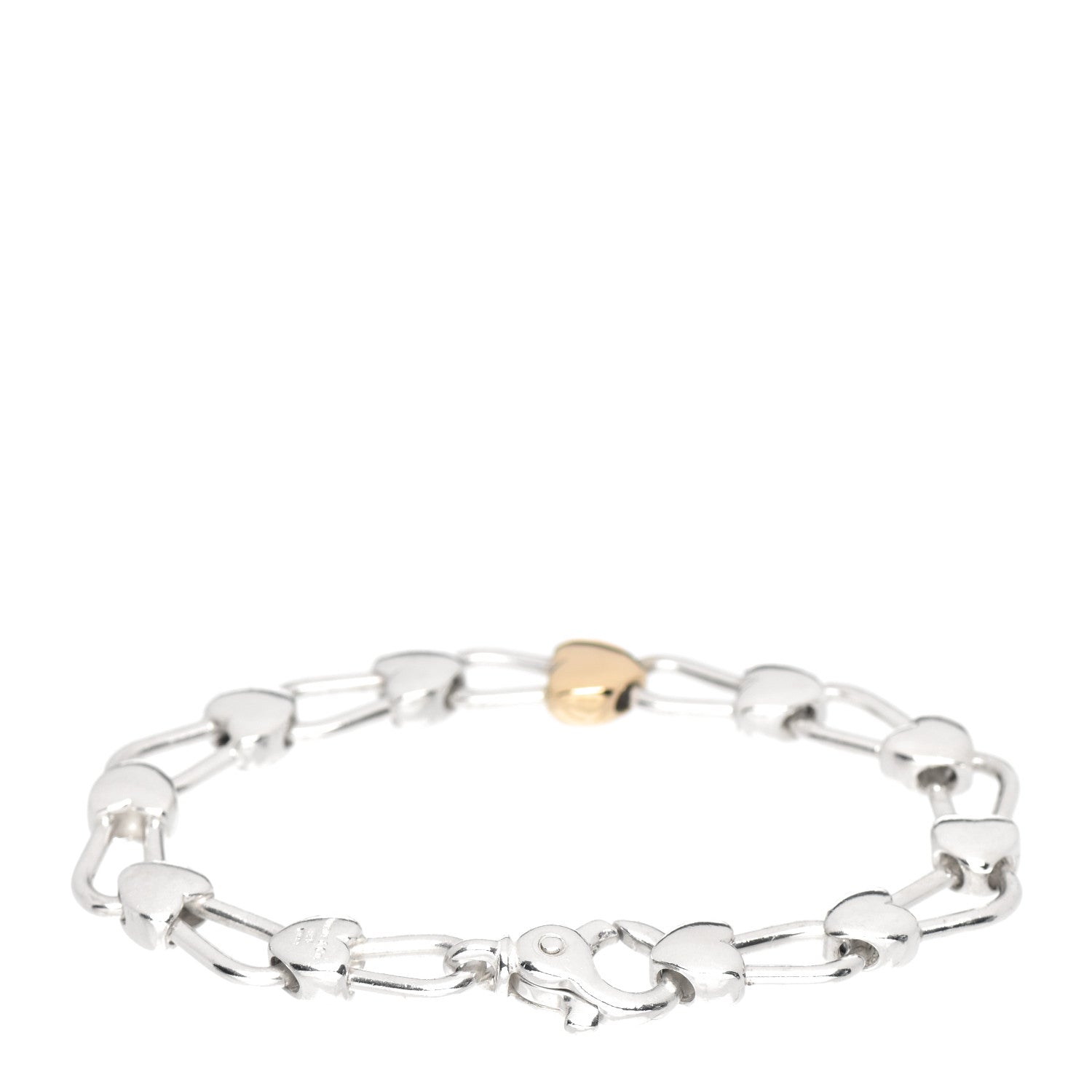Tiffany Sterling Silver 18K Yellow Gold Heart Padlock Links Bracelet 3 of 4