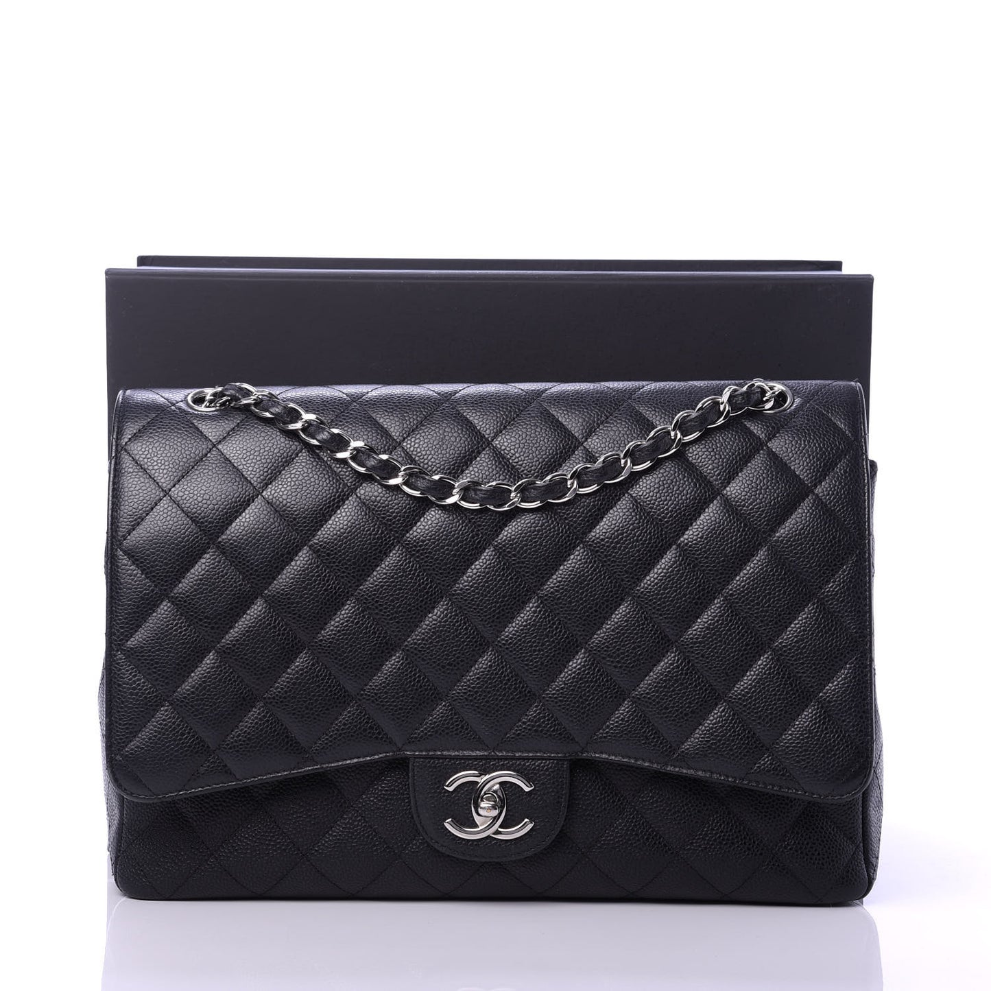 Caviar Quilted Maxi Double Flap Black