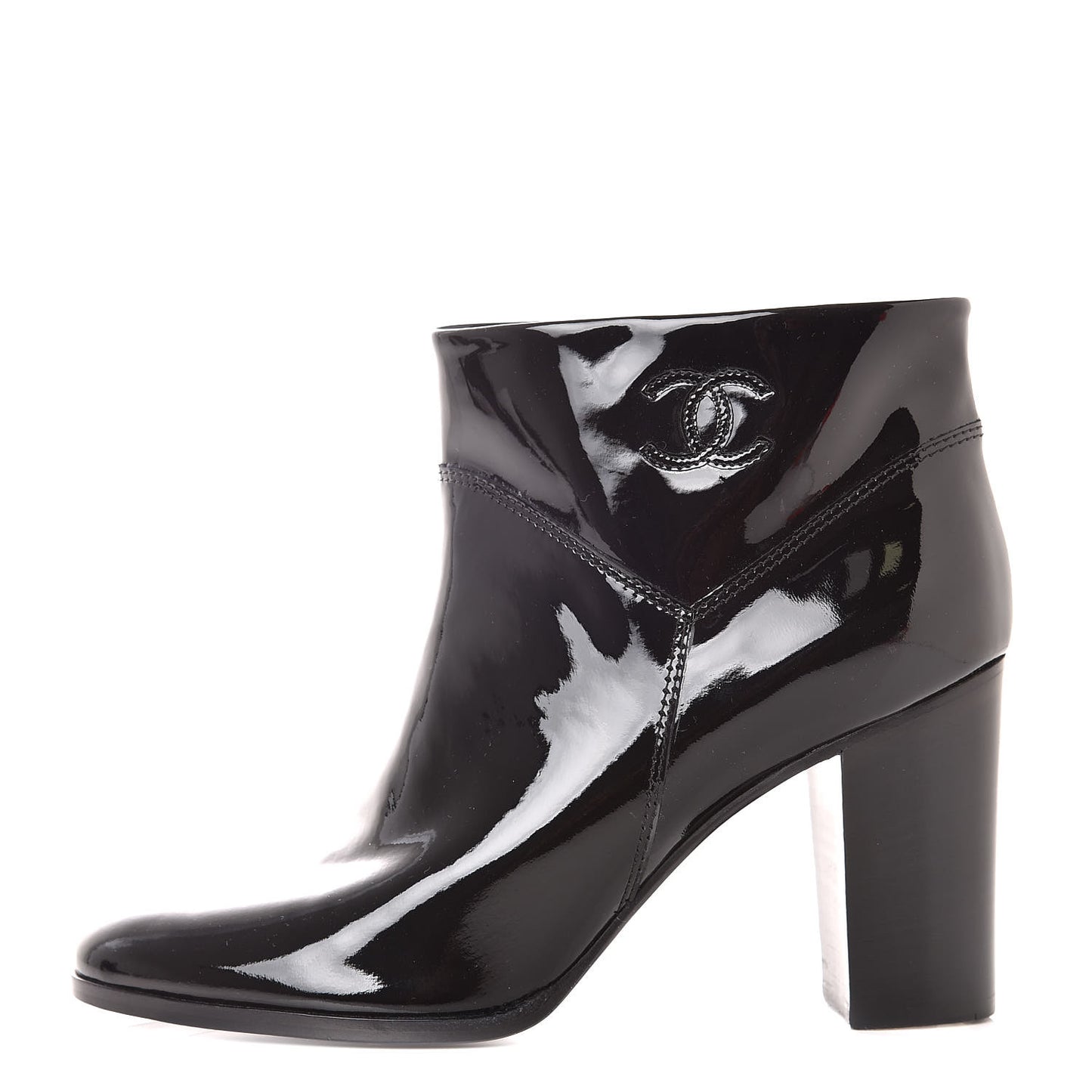 Patent Calfskin CC Ankle Boots 37.5 Black