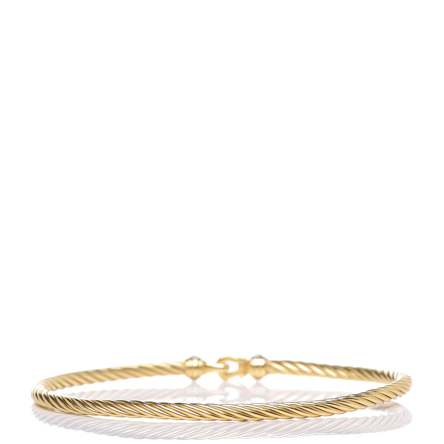 David Yurman 18K Yellow Gold Diamond 2.6mm Cable Collectibles Buckle Bracelet 3 of 4