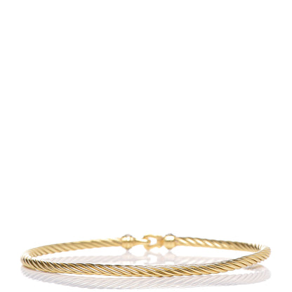 David Yurman 18K Yellow Gold Diamond 2.6mm Cable Collectibles Buckle Bracelet 3 of 4