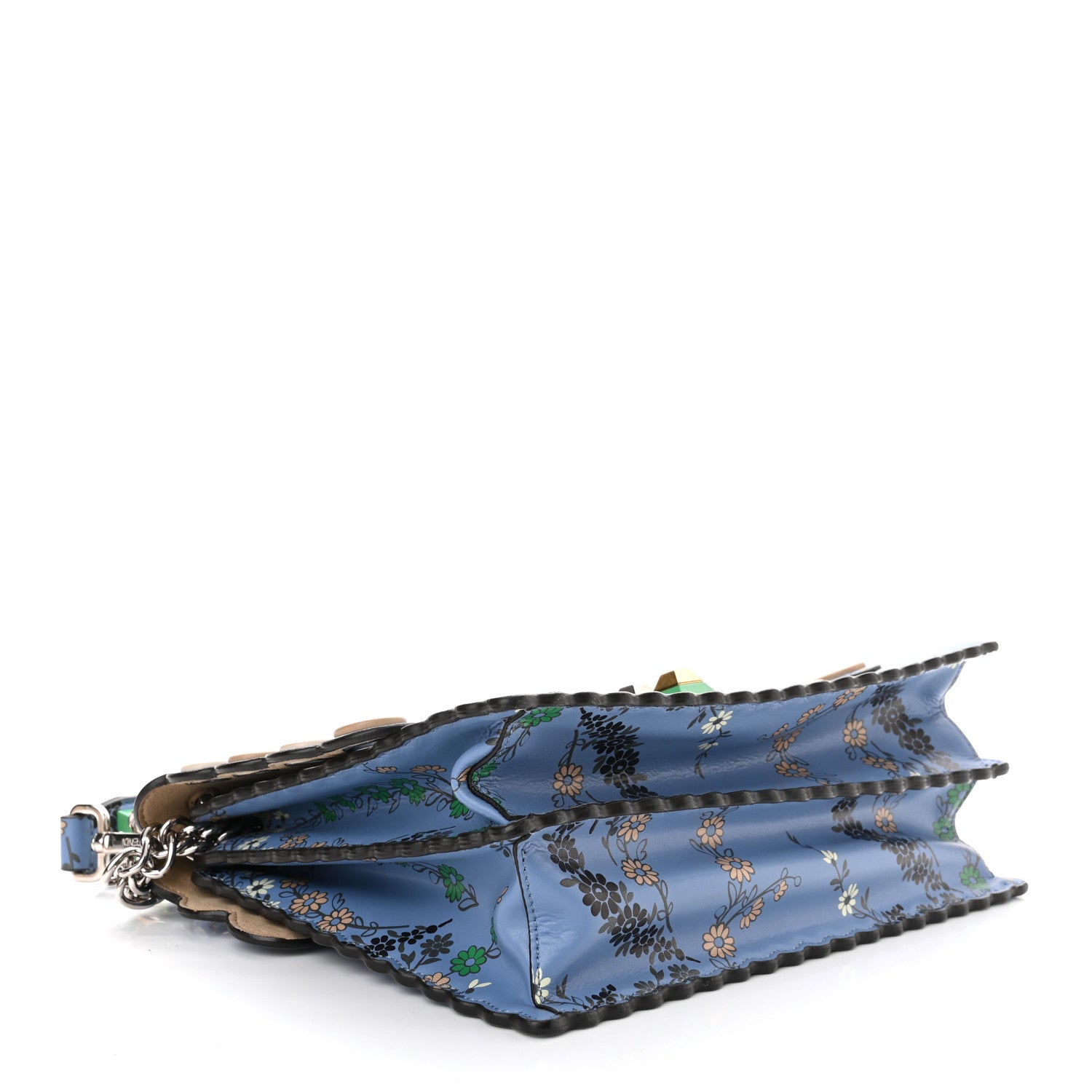 Fendi Vitello Liberty Japanese Blossom Scalloped Studded Grommet Kan I Shoulder Bag Nebula Multicolor 4 of 10